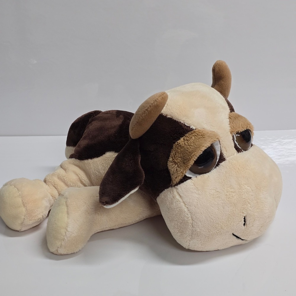 Russ Berrie Lil Peepers Marlow Cow Plush 12" Brown Cream Big Eyes Floppy Farm
